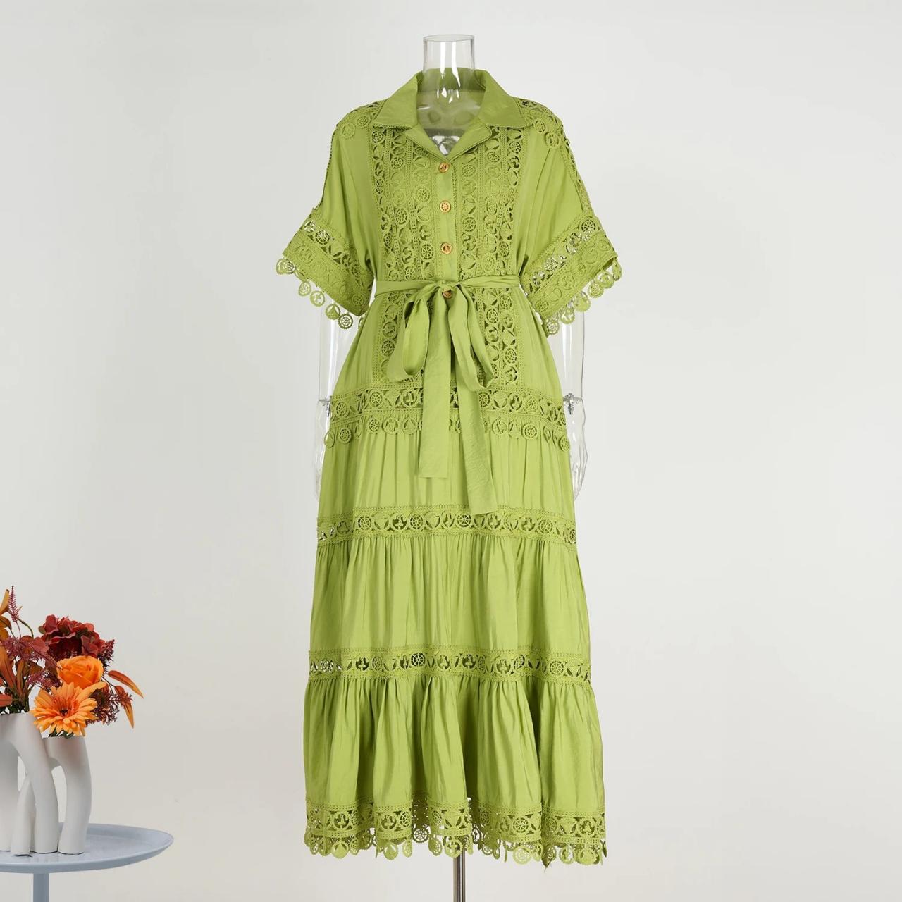green emerald velvet dress Tie dye V Neck Maxi Dress Green- Casual Loose fit Resort Dress - Bohemian  Beach Maxi Dress Tie Dye main image 0
