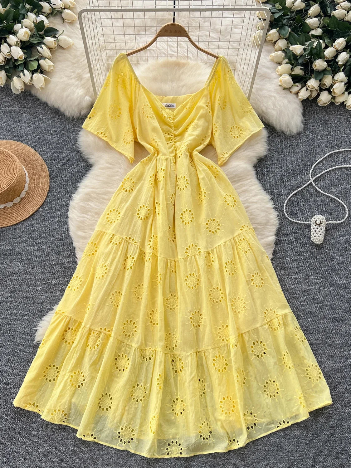 guy in a dress golden globes Sunshine Medallion Crochet Arles Mini Dress main image 1
