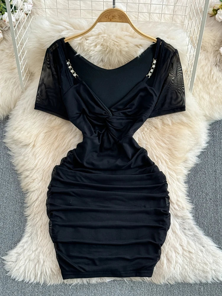 black satin ruched bodycon dress Black Velvet Ruched Bodycon Dress S