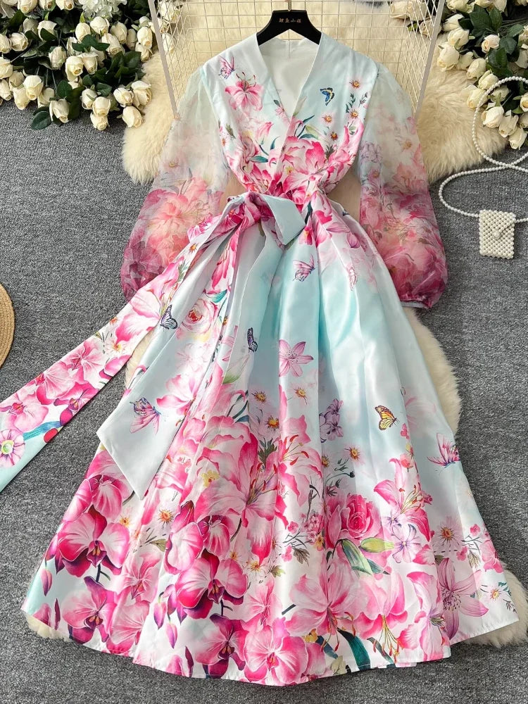 kimono chiffon dress Baltic Born Womens Mylis Kimono Dress | Blue + Green Print