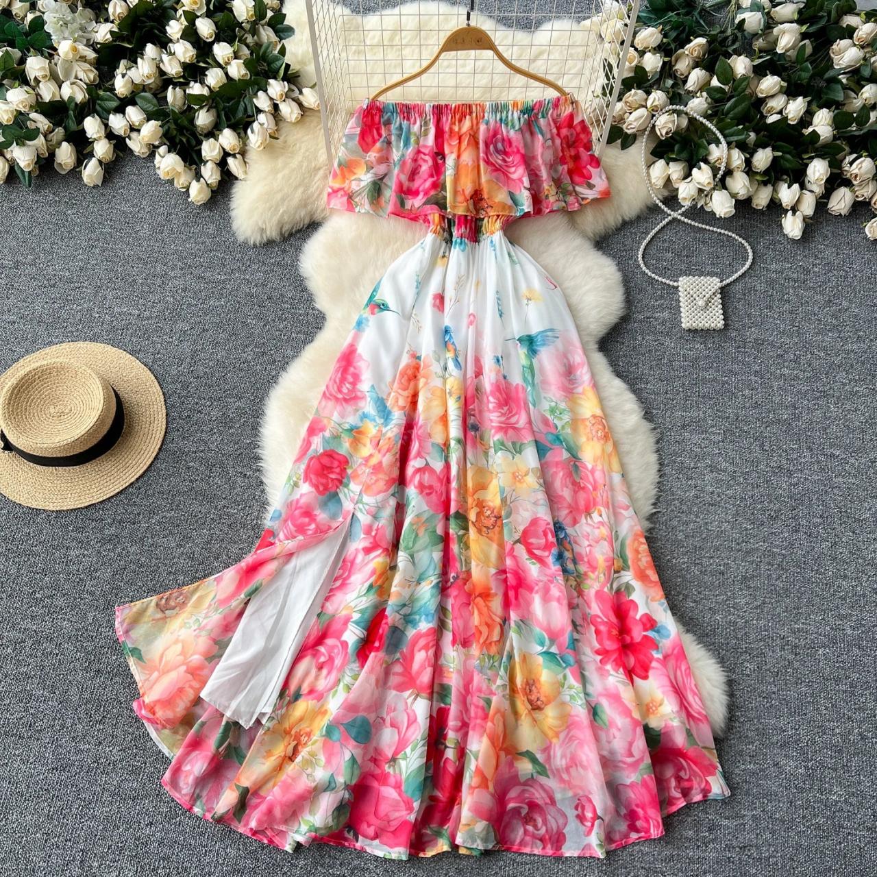 sachin and babi light blue dress Floral Chiffon Strapless Flowing Maxi Dress Summer on Luulla