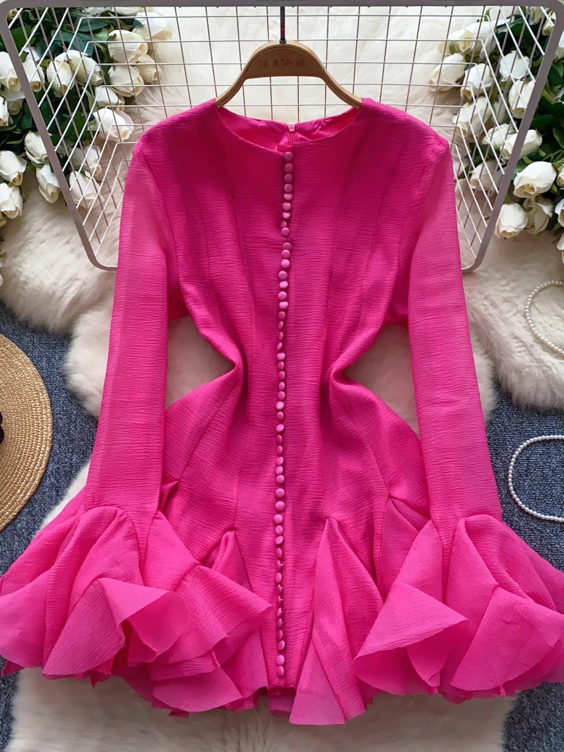 pink peplum dress with sleeves AOMEI Women's Pink Floral Applique Peplum Long Pencil Dress Square Neck  Puff Sleeve Fall Evening Wedding Guest Dresses (Small,Pink) at Amazon  Women's Clothing store