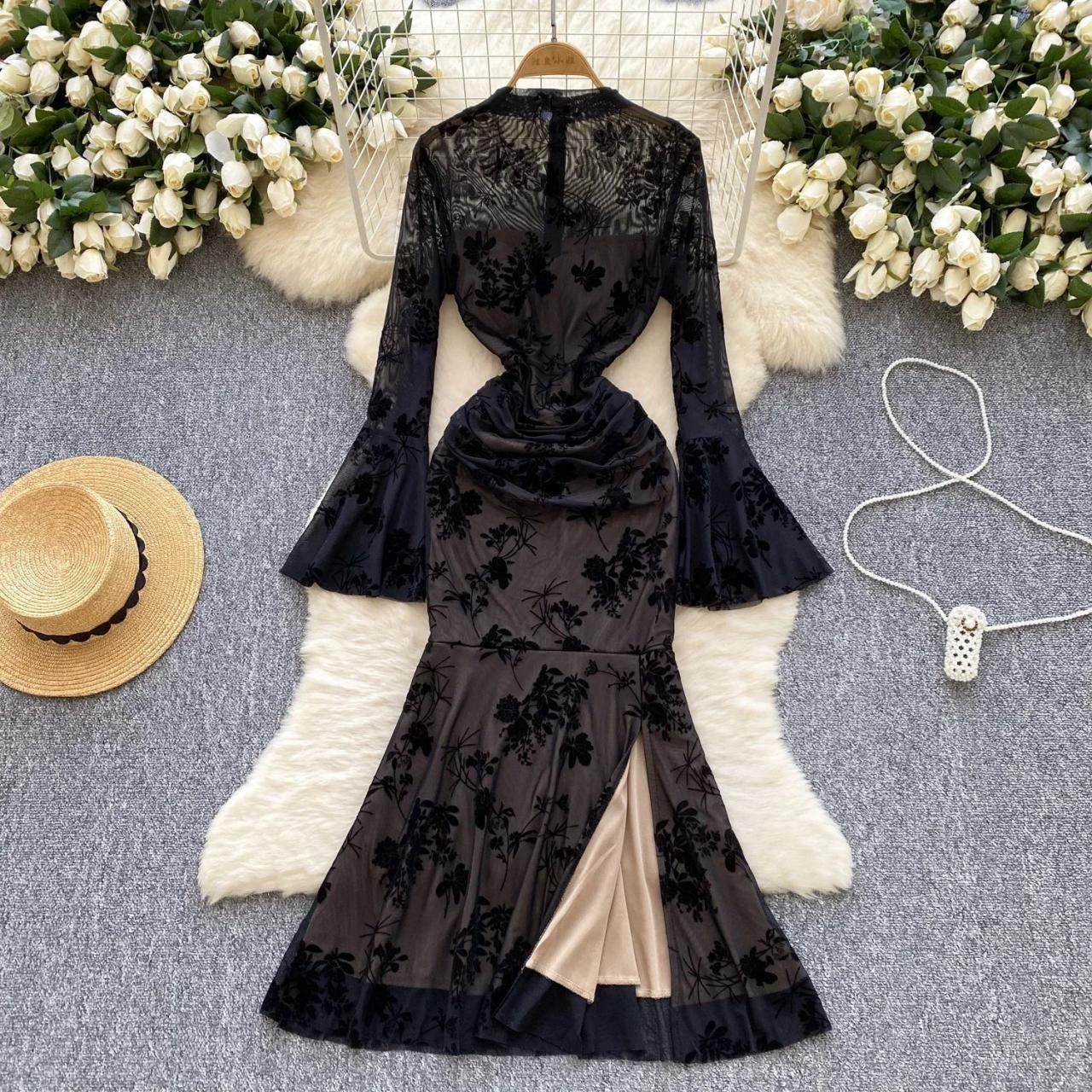 long sleeve ruched midi dress Anne Klein Printed Midi Dress