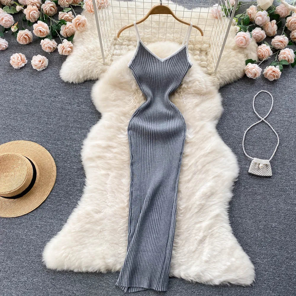 Bodycon Striped Maxi Dress With Spaghetti Straps on Luulla
