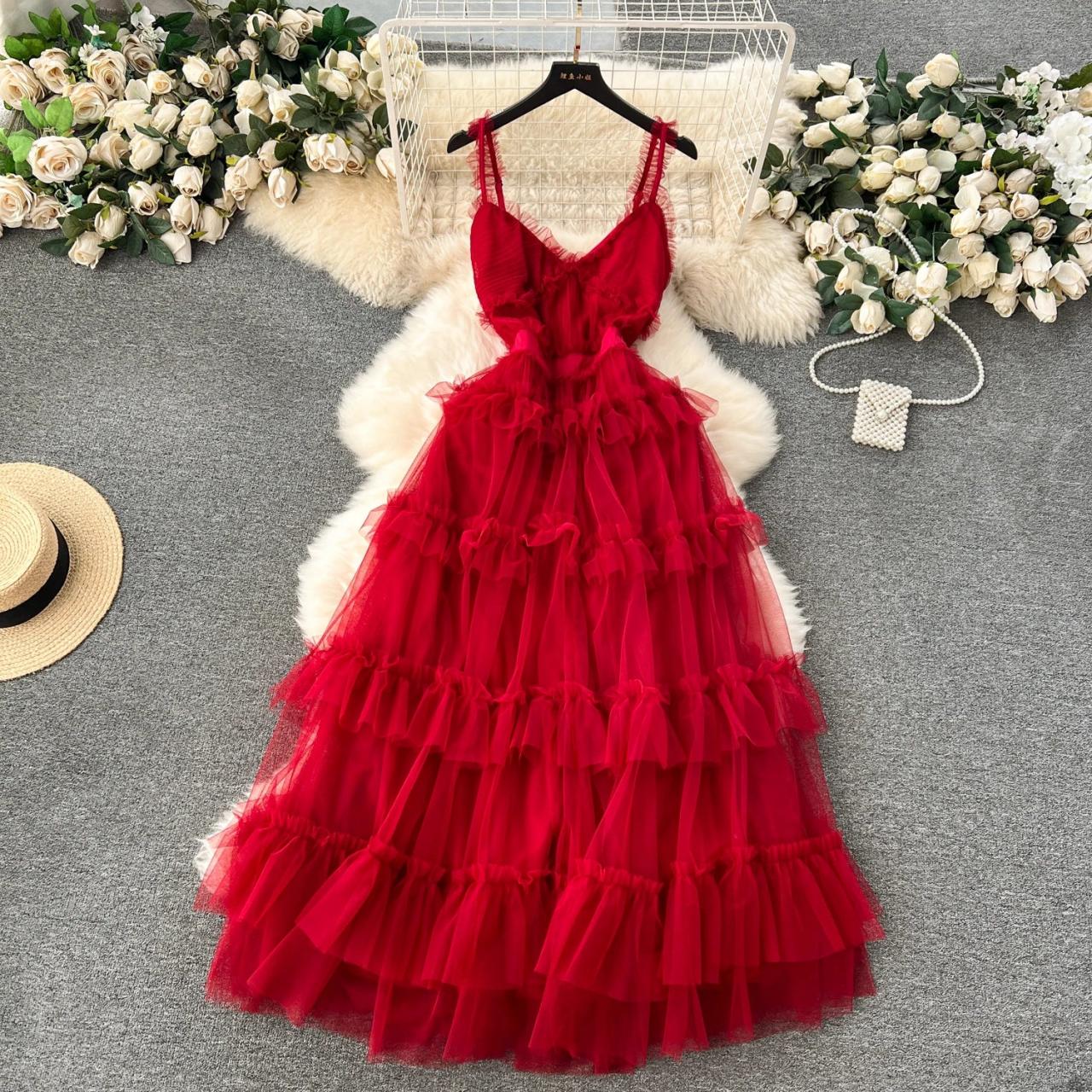 chinese dress ladies High & Low Layered V-Neck Dress X-Large / Sky main image 0