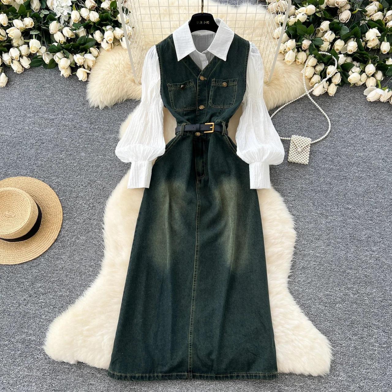knee length dresses for ladies Elegant Noir Pinafore Dress – Parien House