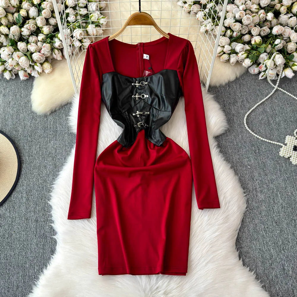 red leather dress long sleeve LIKE LIQUID FAUX LEATHER MIDI DRESS – AKIRA