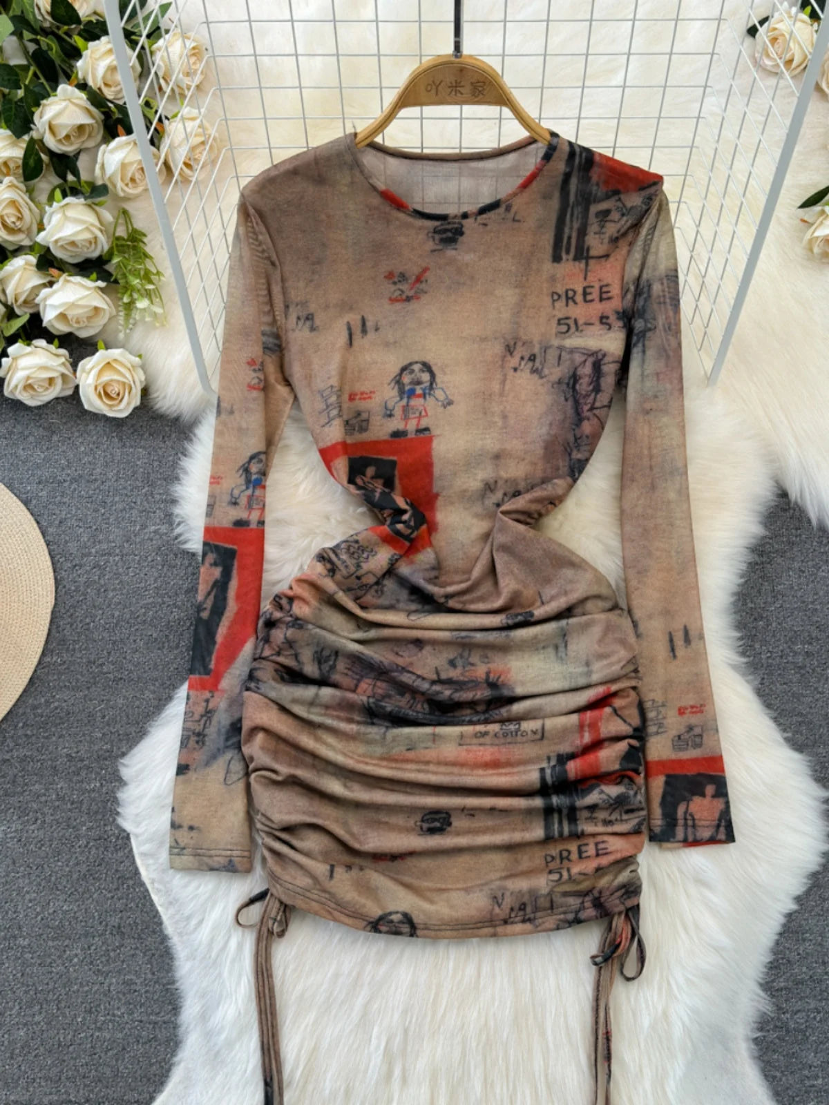 long sleeve cotton bodycon dress Cotton:On Bodycon Dress Womens Small Turquise Orange Long Sleeve Viscose  Blend