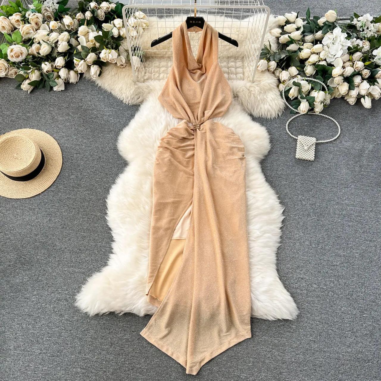 asos beaded flapper dress The Halter Play Dress / Cream main image 1