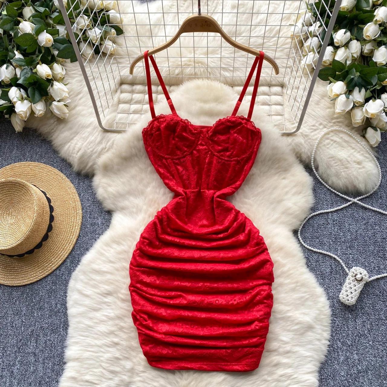 knee length dresses for ladies Ruched Detail Satin Plunge Neck Mini Dress