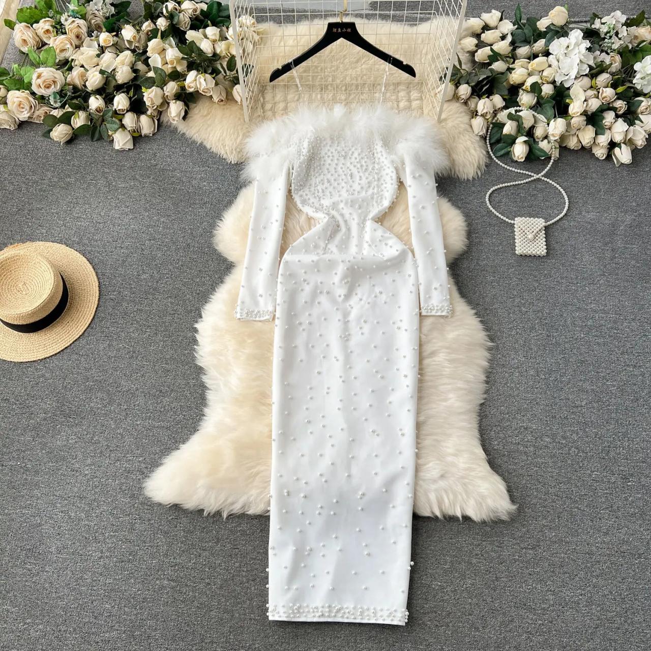 faux fur holiday dress White Fuzzy Dress main image 1