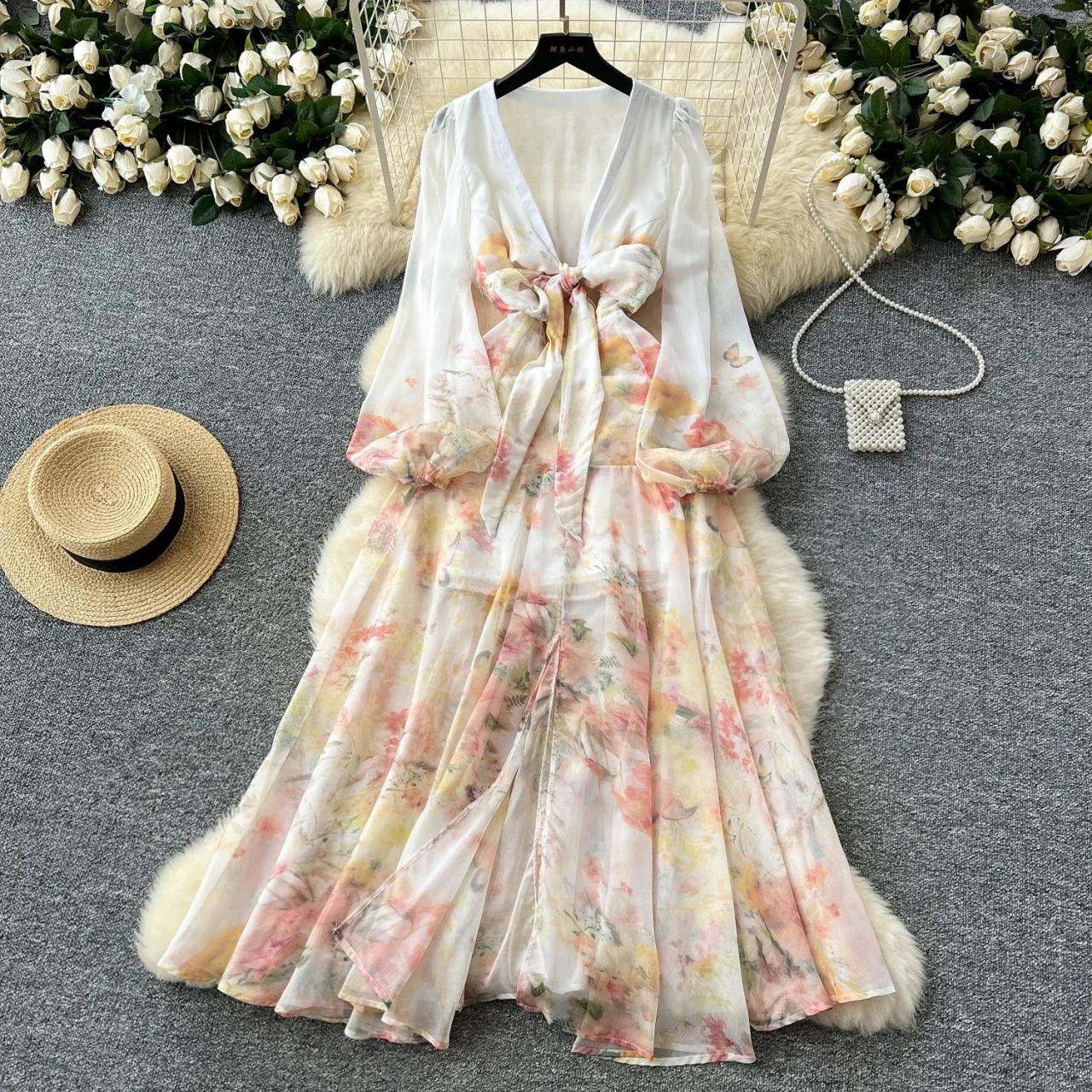 white christmas dresses Loveshackfancy Galatea Metallic Silk Chiffon Gown main image 1