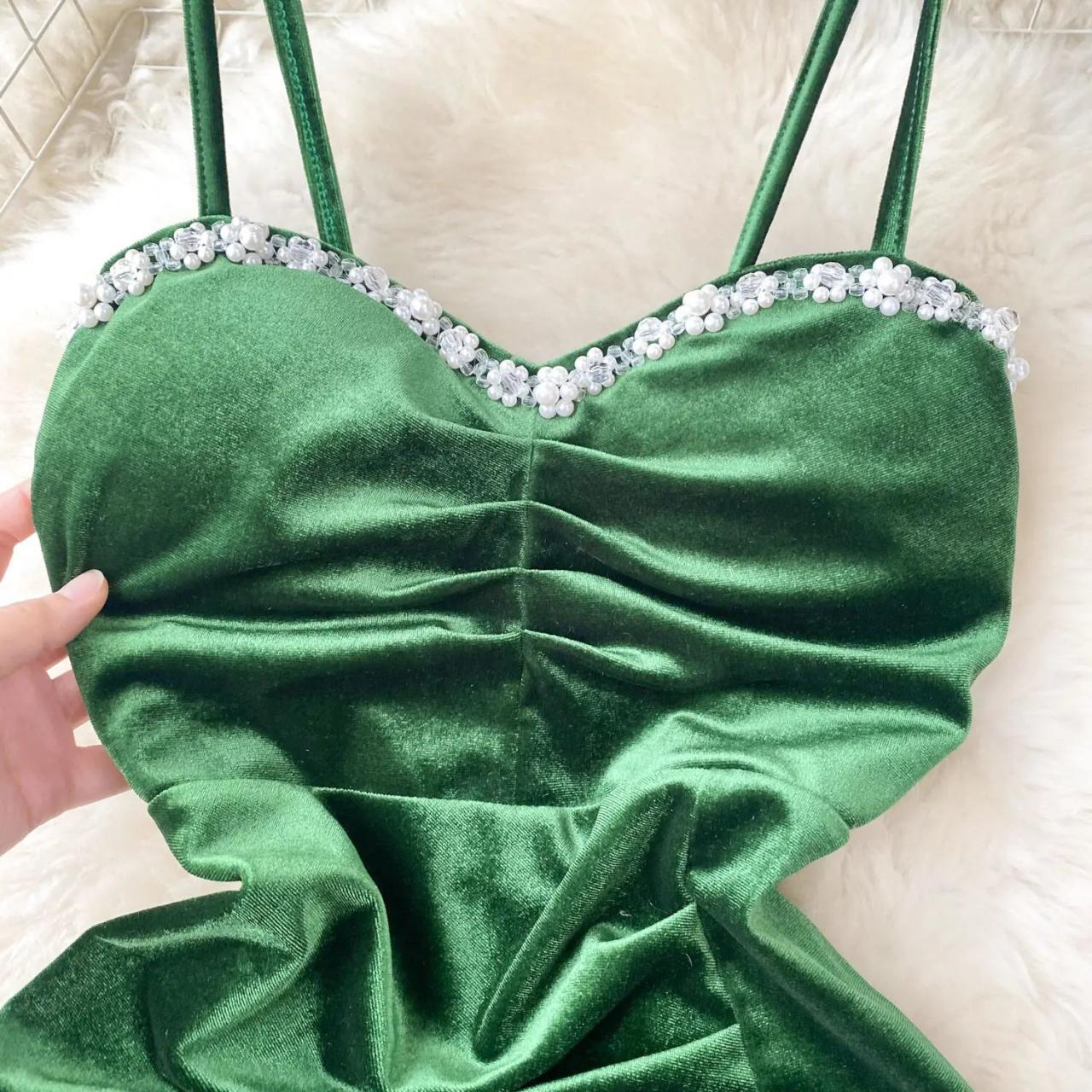 green emerald velvet dress Zapaka Women Dark Green Corset Prom Dress Mermaid Sweetheart Formal Dress with Split Front, Dark Green / US10 main image 0