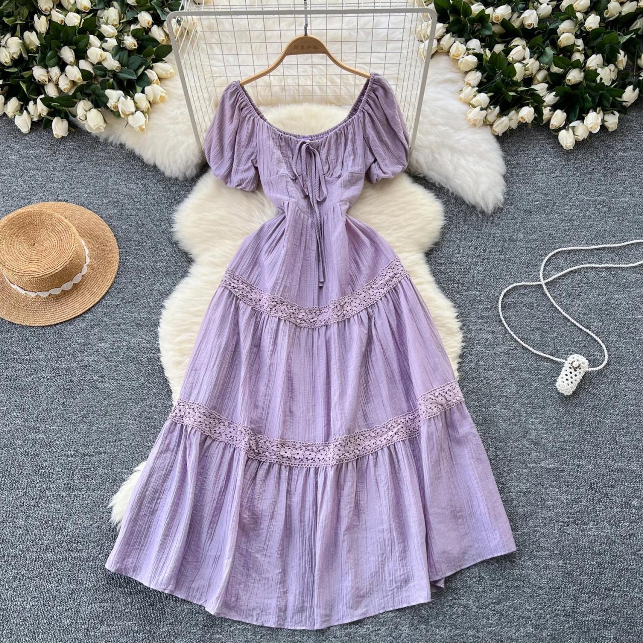 cotton or linen summer dresses Sun for Older Women Casual Loose Comfy V Neck Short Sleeve Linen Maxi Dress Lightweight Gauze Flowy Maxi Dresses Tea Length Tshirt Dress Beach Vacation Outfits 2025 at 48/122cm Length Purple Halter Chiffon Prom Color:White with Textured Oat x-styleCode:BMF2467