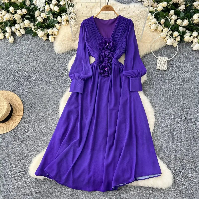 purple floral long sleeve dress Purple Floral Maxi Dress - Maxi Wrap Dress - Long Sleeve Dress