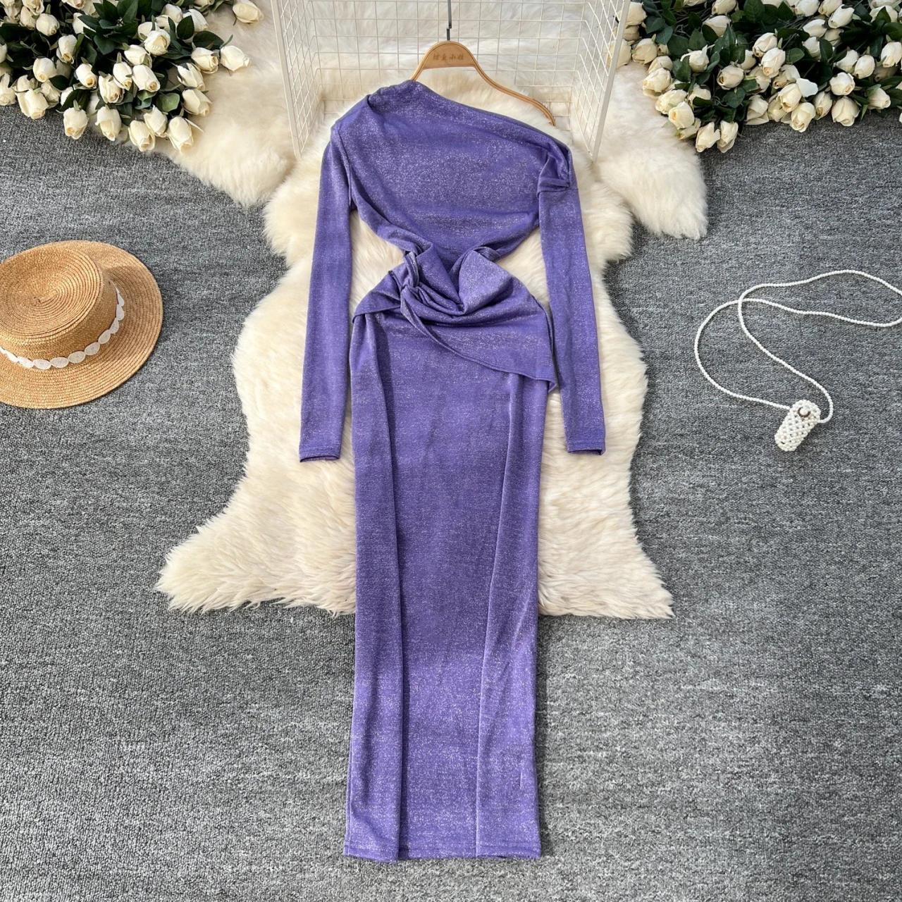 lavender long sleeve bodycon dress Lavender highneck Bodycon dress  Decuir