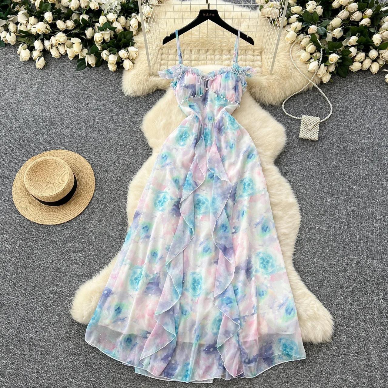 pastel ruffle maxi dress Tiered Floral Ruffle Maxi Dress for Women in Pink Multi