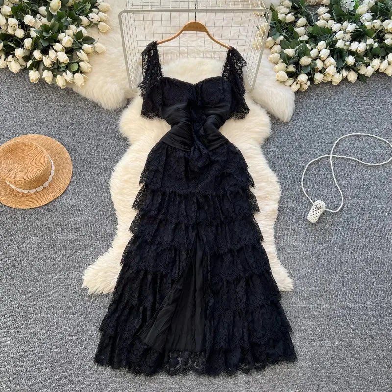 contrast lace night slip dress CONTRAST SATIN MAXI DRESS WITH LACE INSERT  Whiteroom+Cactus