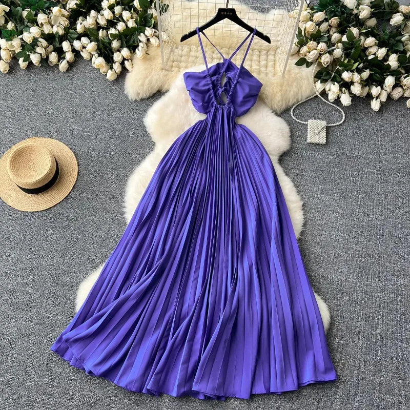 Flowing Purple Maxi Dress With Ruffled Details on Luulla