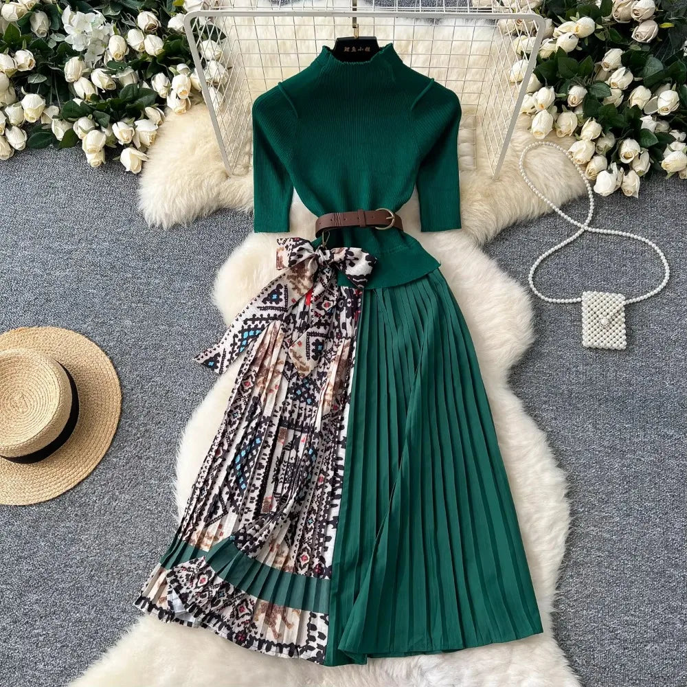 high neck emerald green dress Betsy | Bottle Green High-Neck Maxi Dress With Front Split And Ruched Detailing