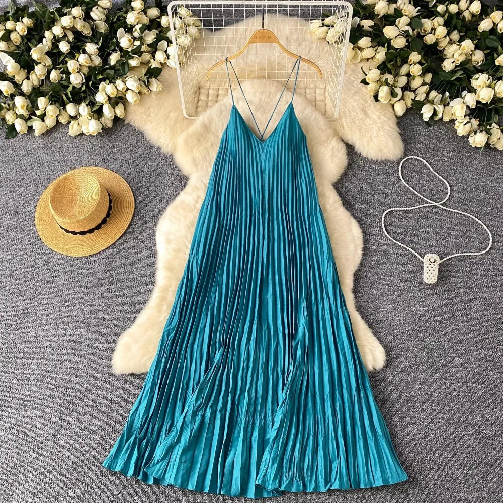 chinese dress ladies Strappy Back Ruffle Maxi Dress