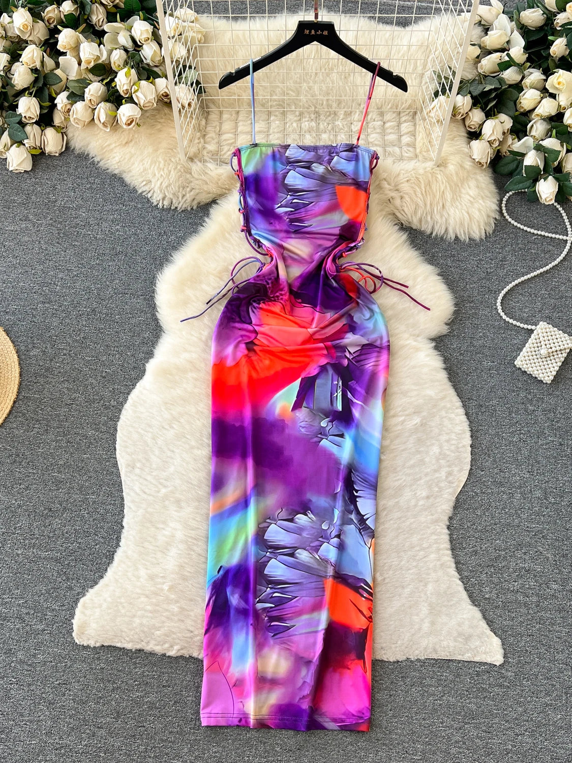 tie dye bodycon midi dress Tie Dye Bodycon Maxi: V-Neck Fashion Dress
