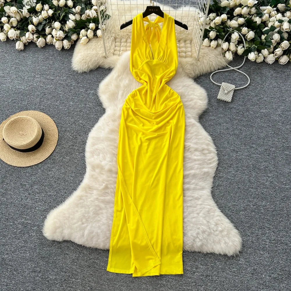 knee length dresses for ladies CELESTINE BACKLESS MAXI DRESS