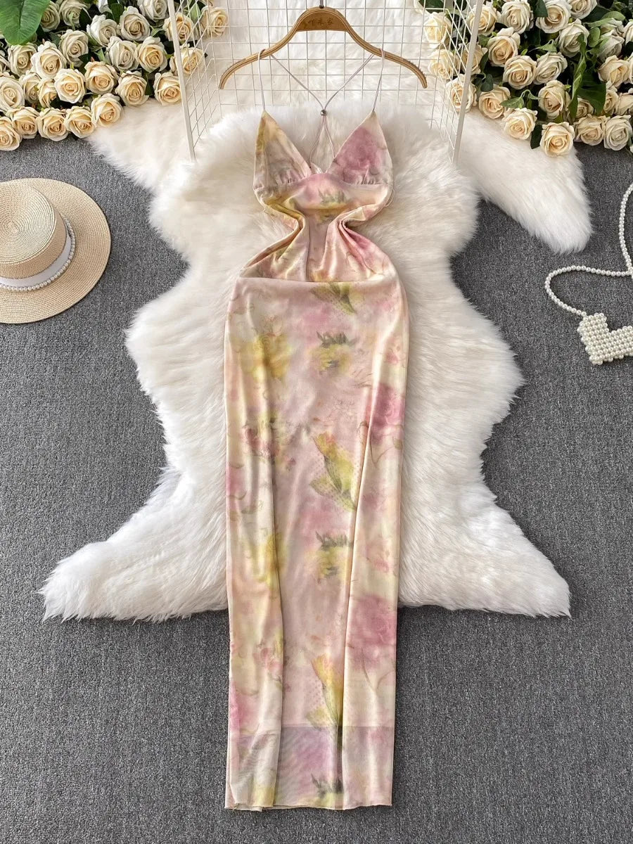 pastel satin maxi dress Blaise Pink Satin Maxi Dress - US 10