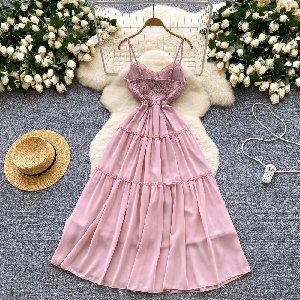 pastel pink flowy dress Evening Gown Long Sleeve Pale Pink Dress Flowy Long A-Line Prom Dress With  Long Puff