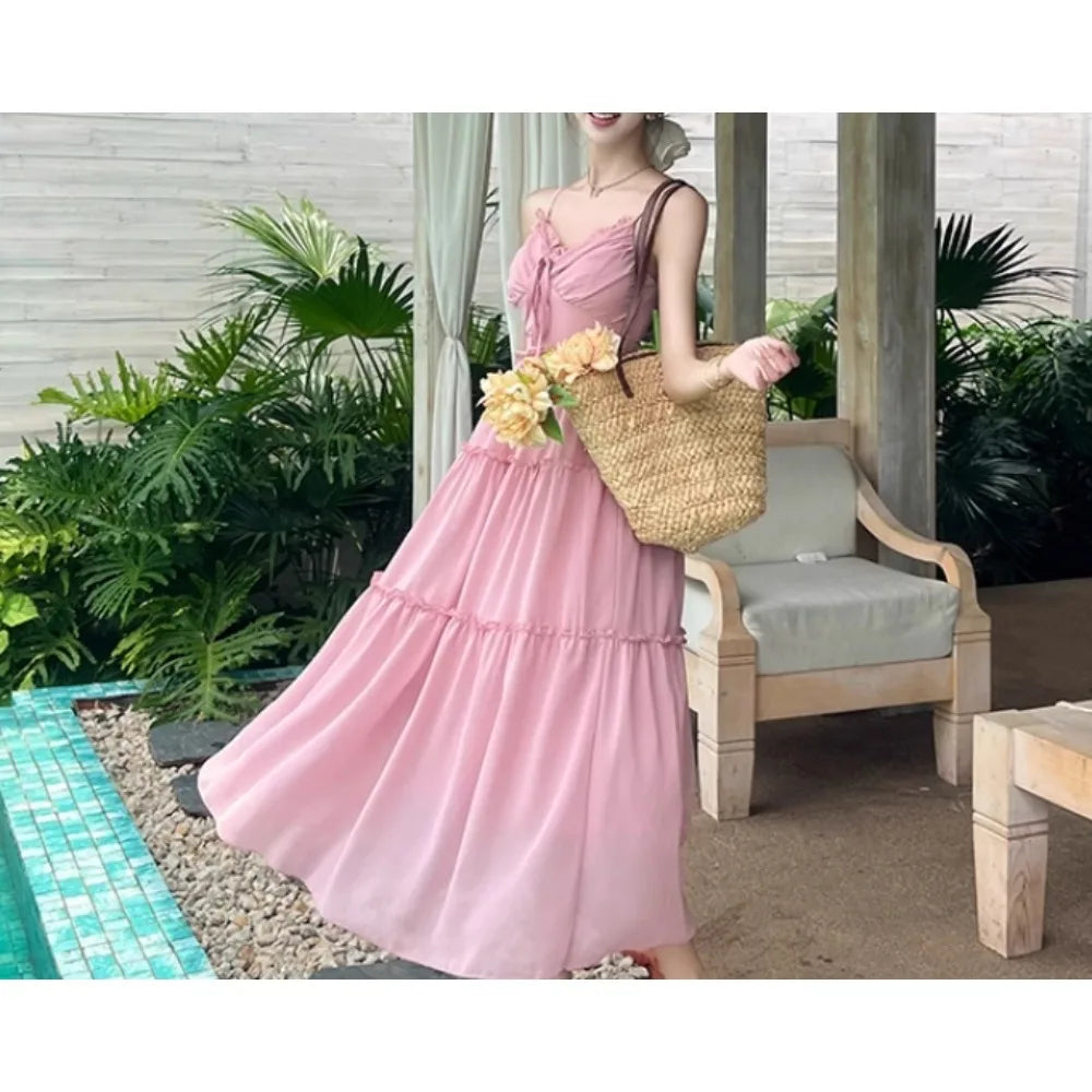 pastel pink flowy dress Long Sleeve Flowy Long Prom Dress: CLCD0192 Blush / 2XSmall main image 0