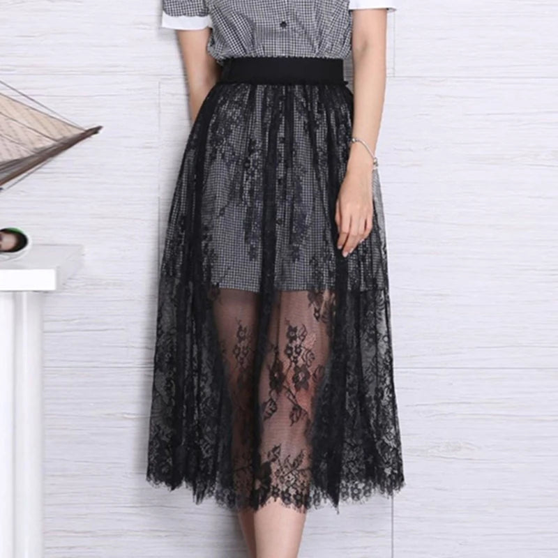 high low dress with sheer overlay skirt High Low Detachable Skirt