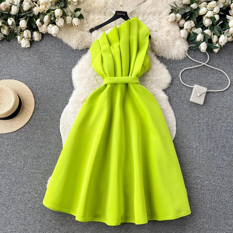 dress wedding green Cicinia Lime Green Prom Dress with Spaghetti Straps Ruched Soft Satin main image 1
