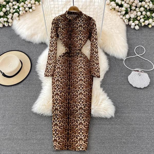 long sleeve leopard bodycon dress Fauve Brown Print Maxi For your upcoming plans Aria Cove high neck long